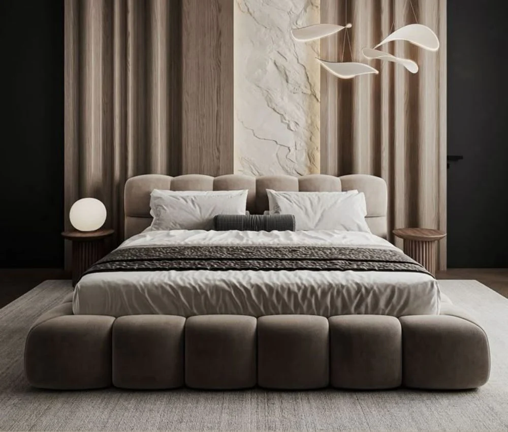 Custom king-size bed design for a UAE bedroom