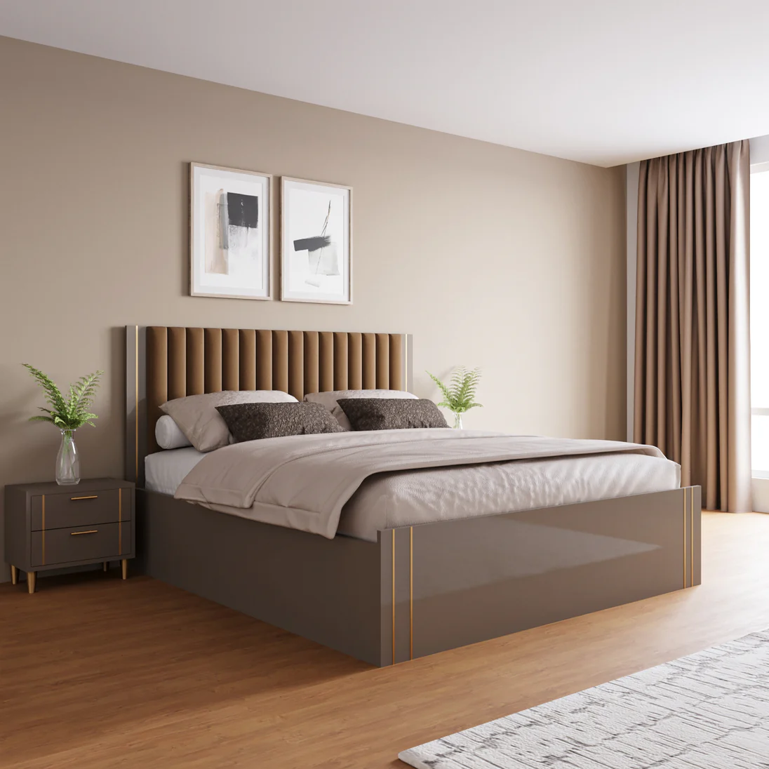 Storage king-size bed for Dubai villa bedroom