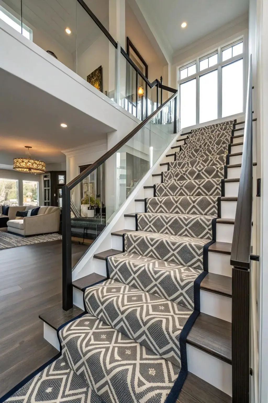 Patterned stair carpet runner maintenance Dubai