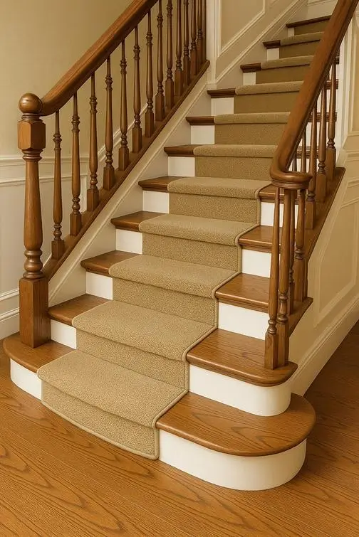 Residential staircase fitted with a luxury carpet runner in Dubai