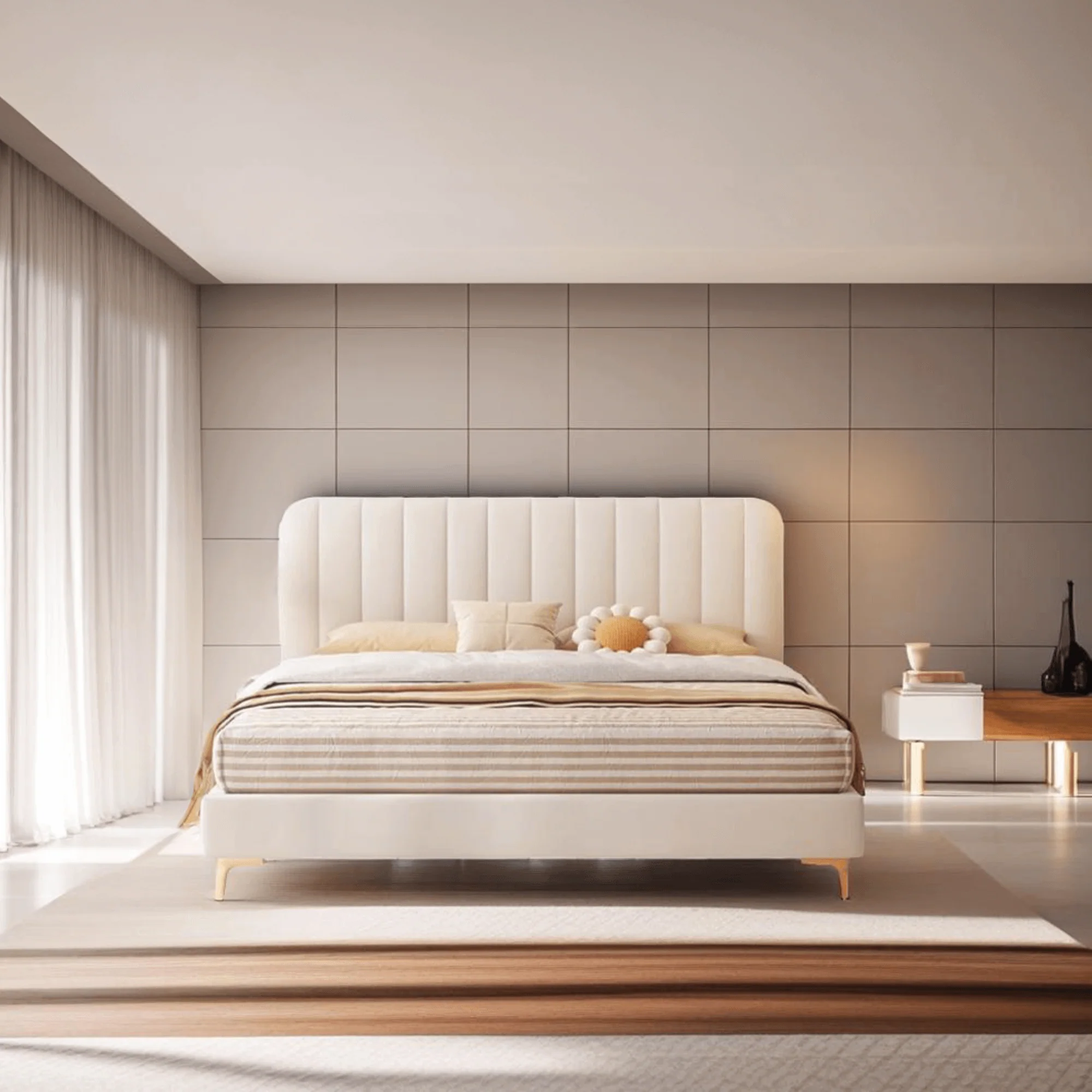 Upholstered king-size bed for UAE bedroom