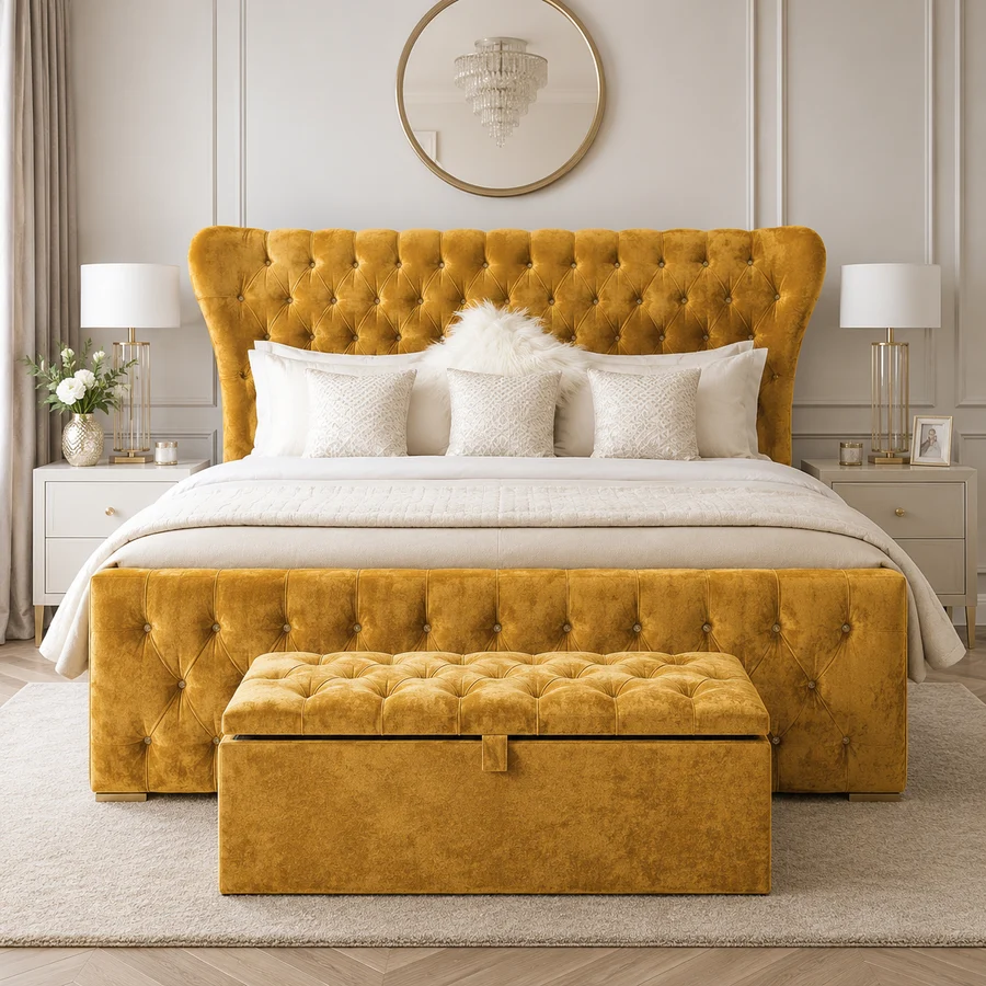 Wing-Back King Bed