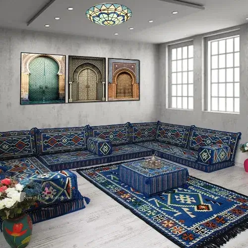 Luxury custom area rug in Dubai villa majlis